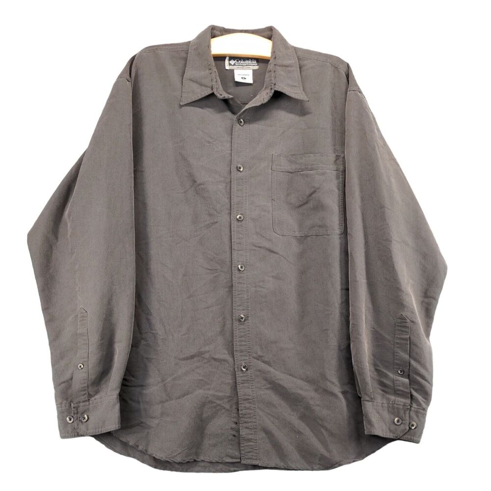 Columbia X.C.O Button Up Shirt Mens Large Long Sleeve Gray Chest Pocket Casual
